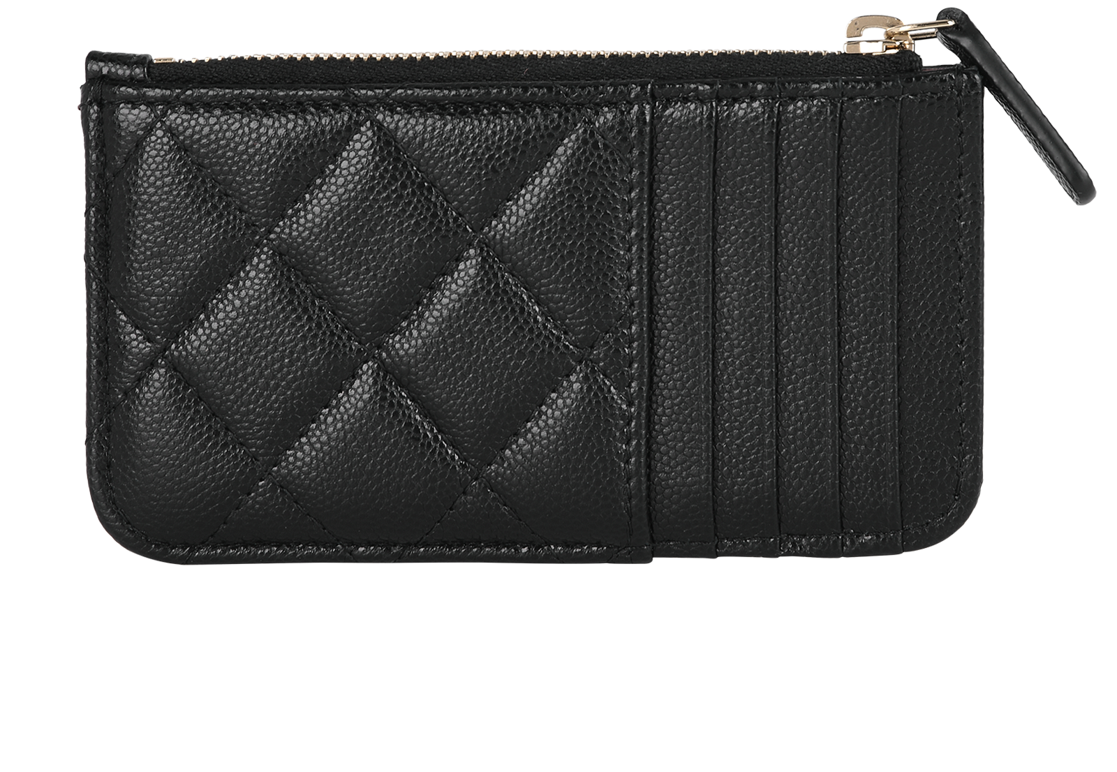 Chanel Zipped Flap Card Holder, &pound;595, Accessories, Black, Caviar Leather, Back view